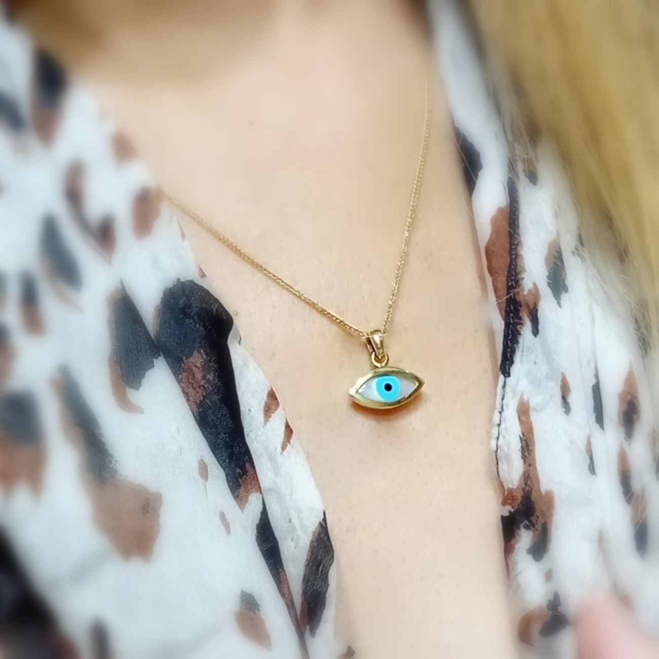 Χρυσό κολιέ ματάκι Κ14