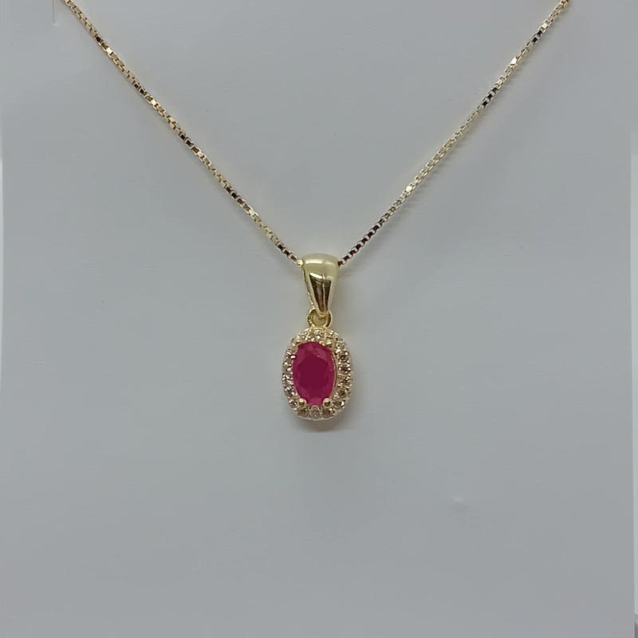 Κολιέ με πέτρα ΡΟΖ ΜΑΤΖΕΝΤΑ ζιργκόν επίχρυσο