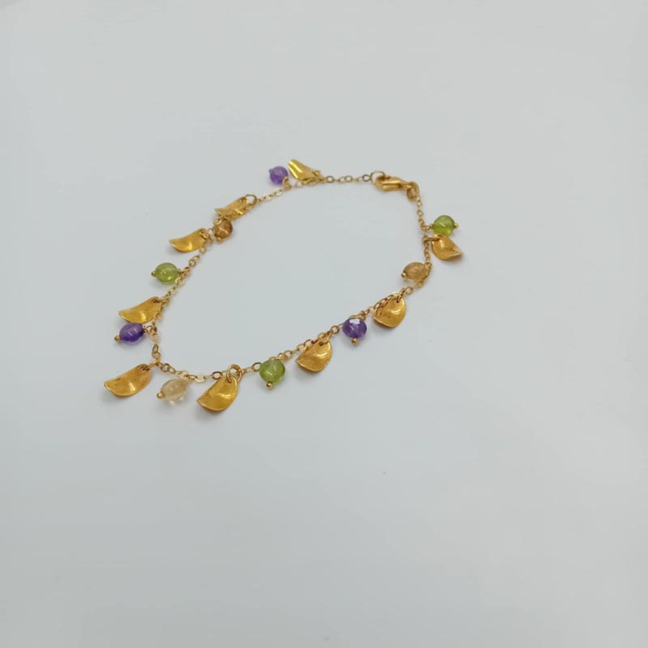 Βραχιόλι χρυσό μποέμ με αμέθυστους Κ14