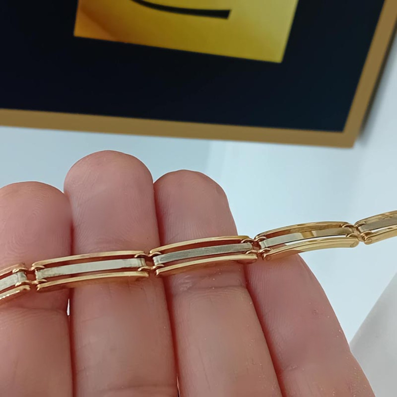 Χρυσό και λευκόχρυσο βραχιόλι Κ14 unisex