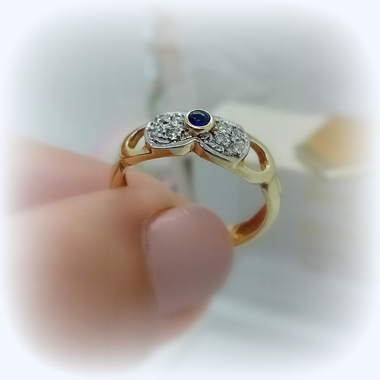 Μονόπετρο χρυσό Κ14 με ζαφείρι