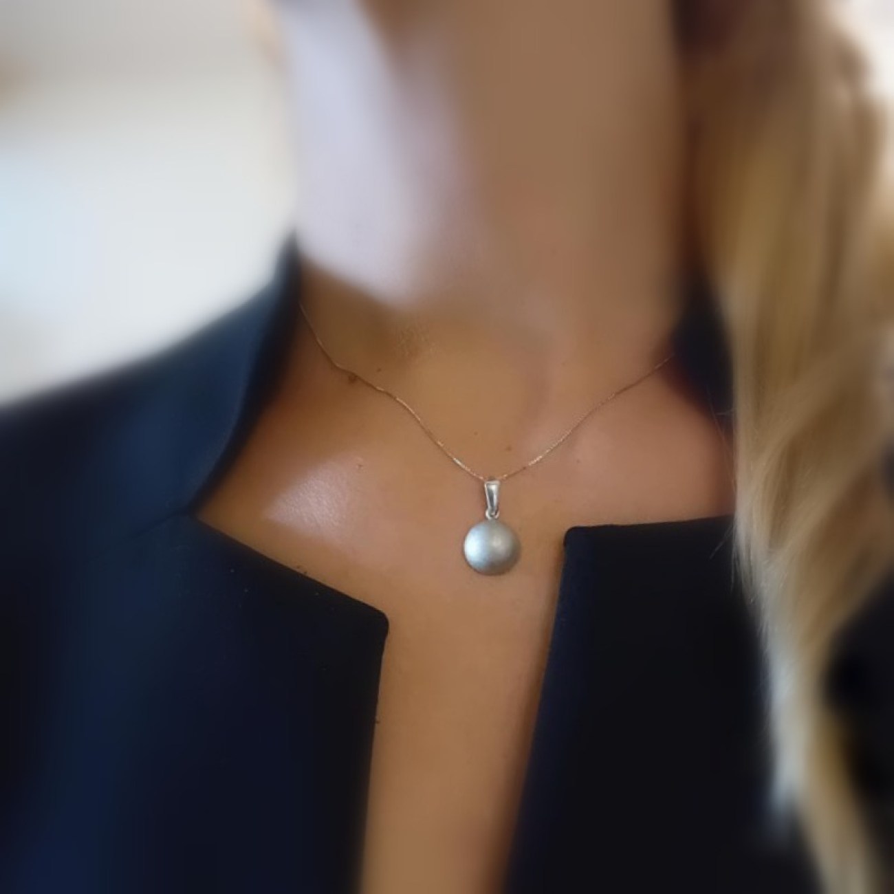 Λευκόχρυσο μενταγιόν Κ14 μπίλια