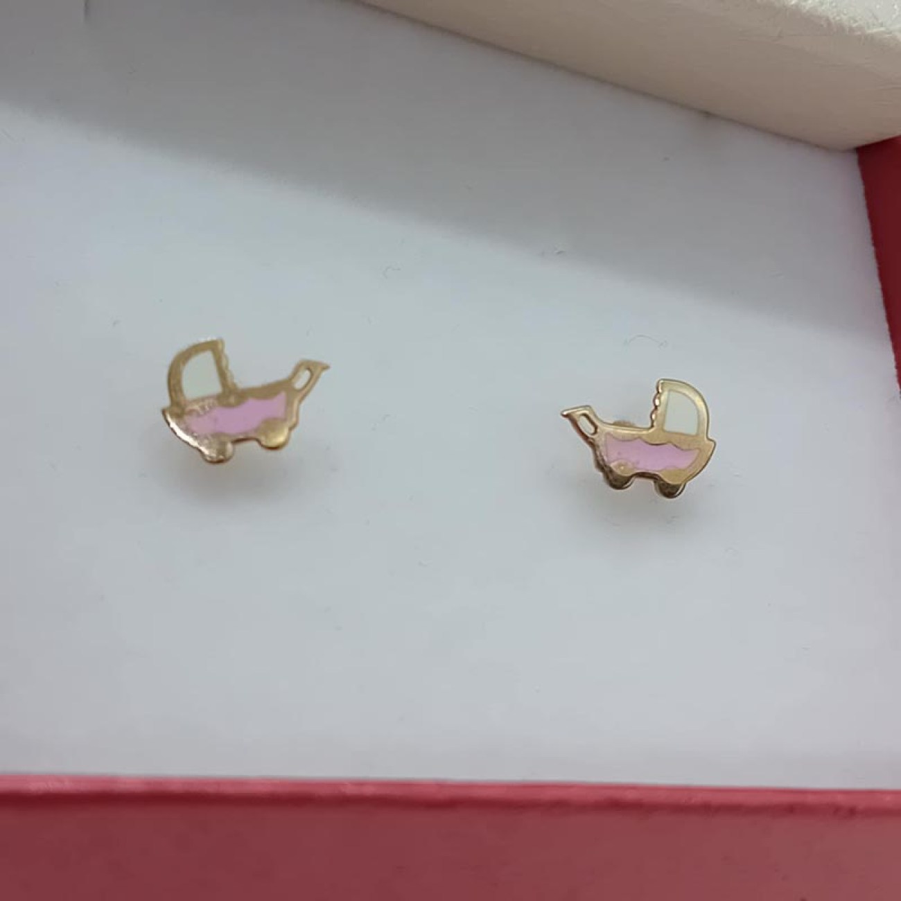 Χρυσά σκουλαρίκια ΡΟΖ ΚΑΡΟΤΣΑΚΙΑ ΜΩΡΟΥ Κ9