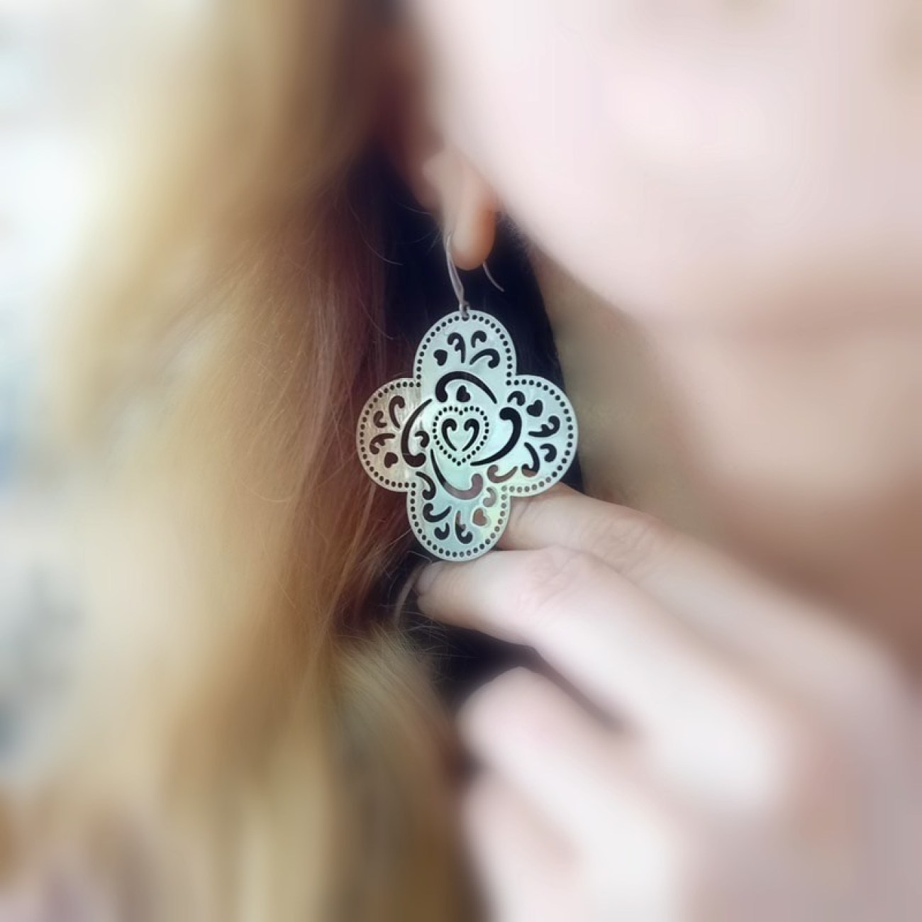 Ασημένια σκουλαρίκια boho style 