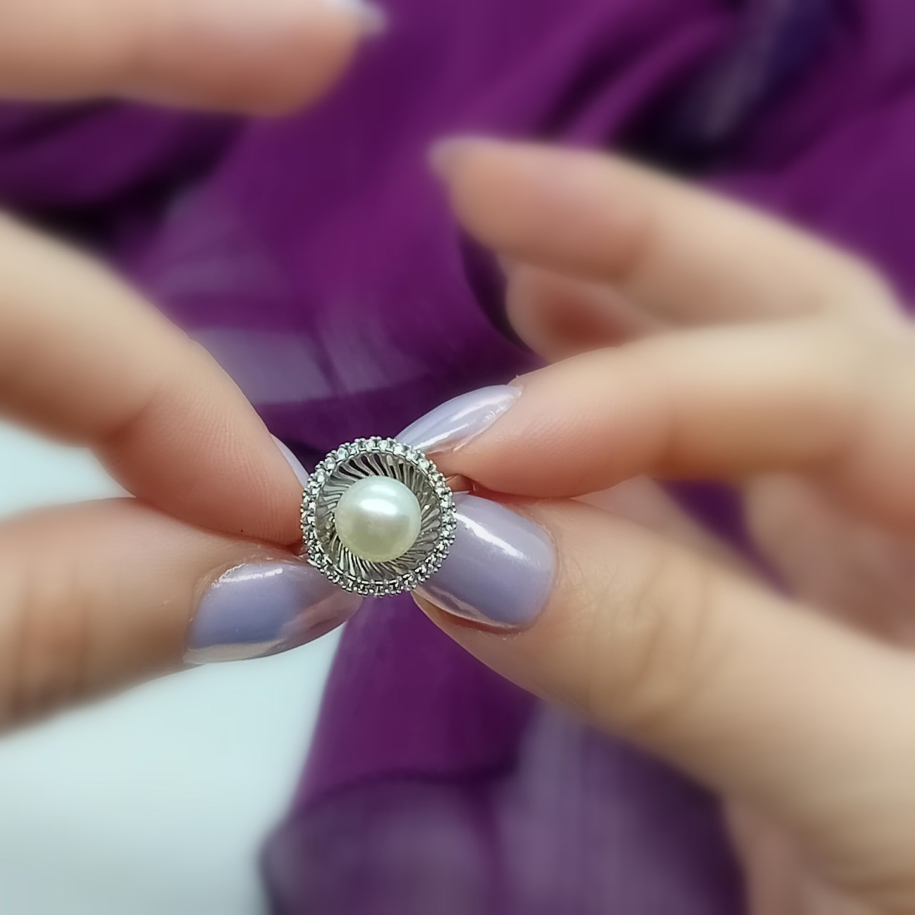 Λευκόχρυσο δαχτυλίδι μαργαριτάρι ζιργκόν