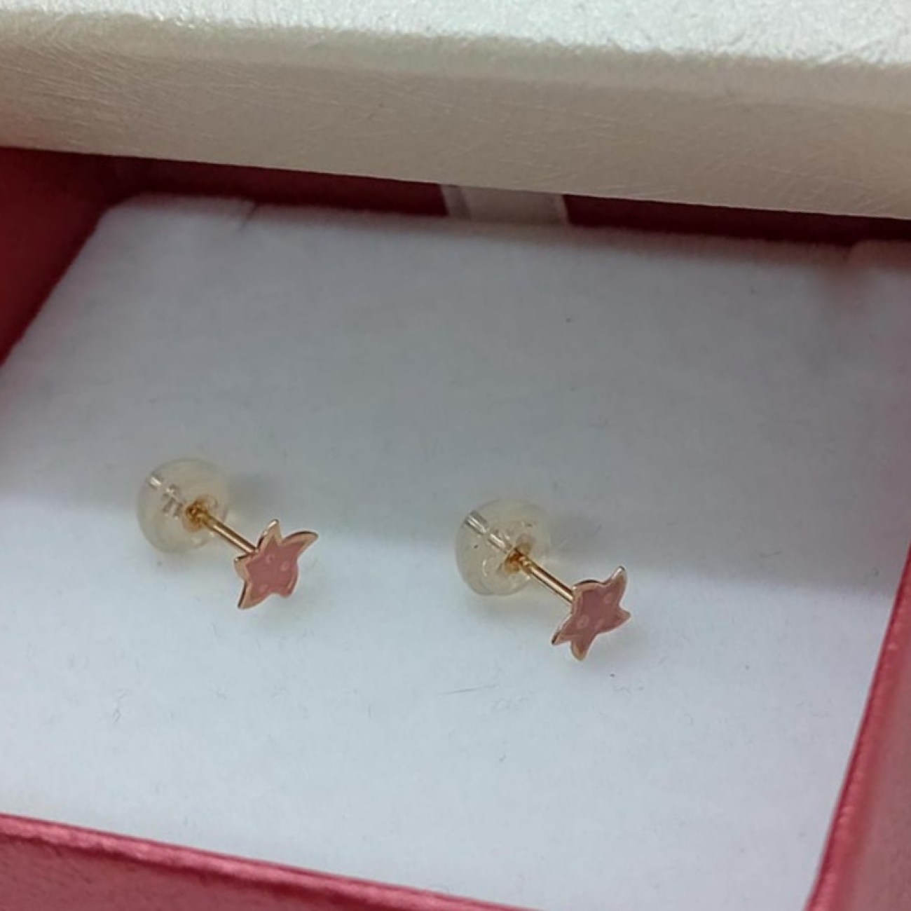 Χρυσά σκουλαρίκια ΡΟΖ αστερίες Κ14