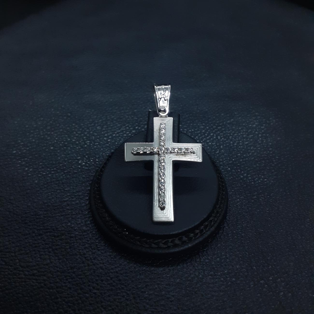 Σταυρός λευκόχρυσος ζιργκόν K9