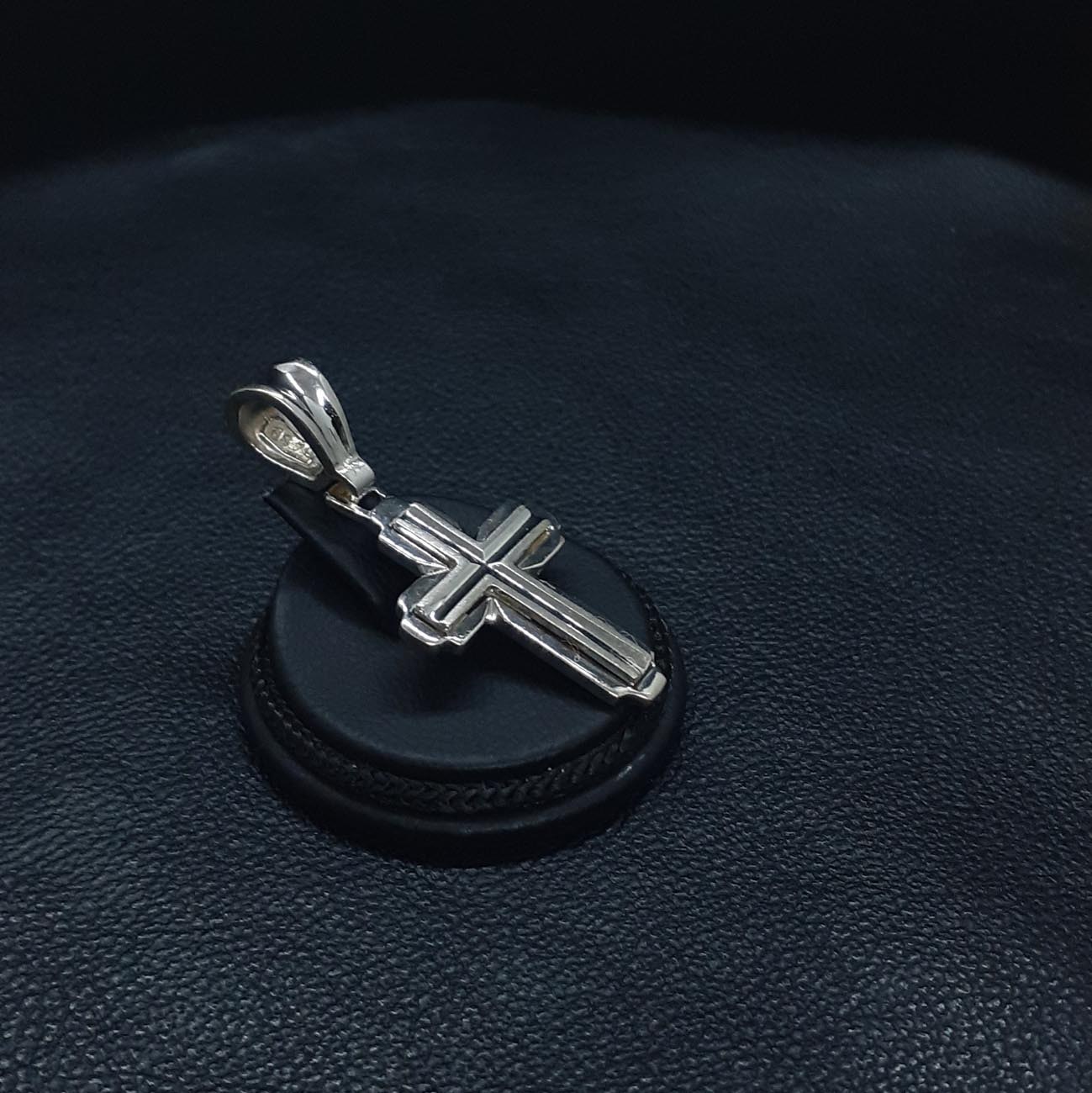 Σταυρός λευκόχρυσος Κ14 ντούμπλ-φας