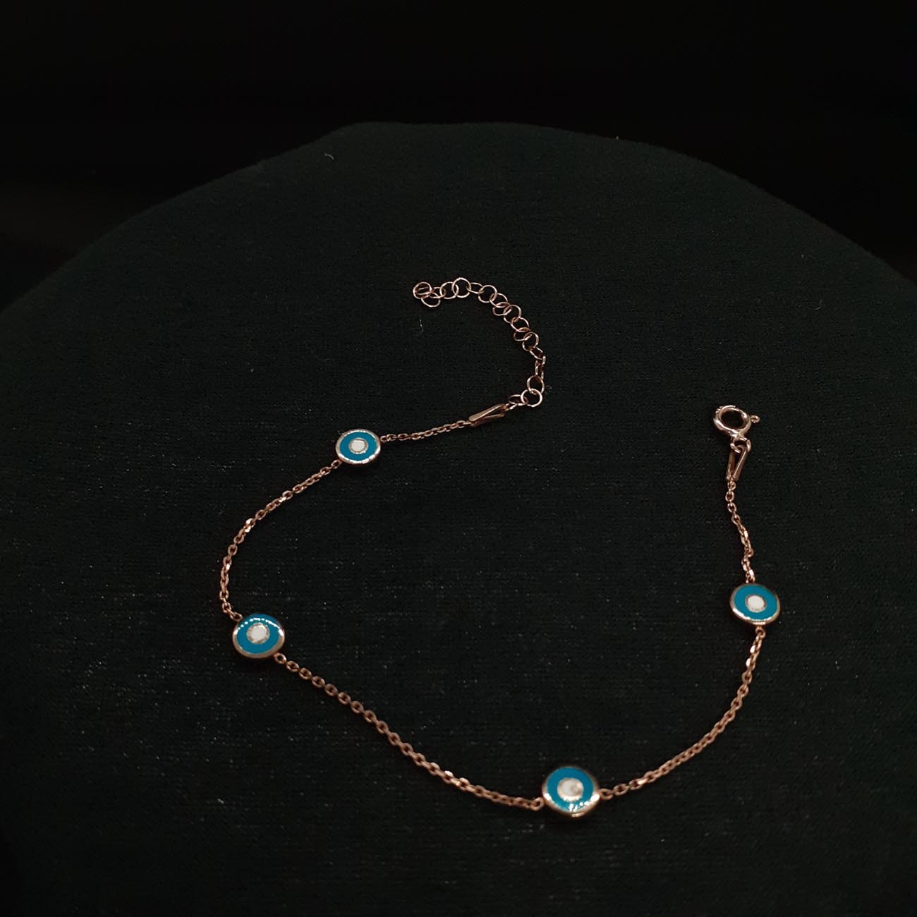 Επιχρυσωμένο ασημένιο βραχιόλι rosegold "ματάκια"