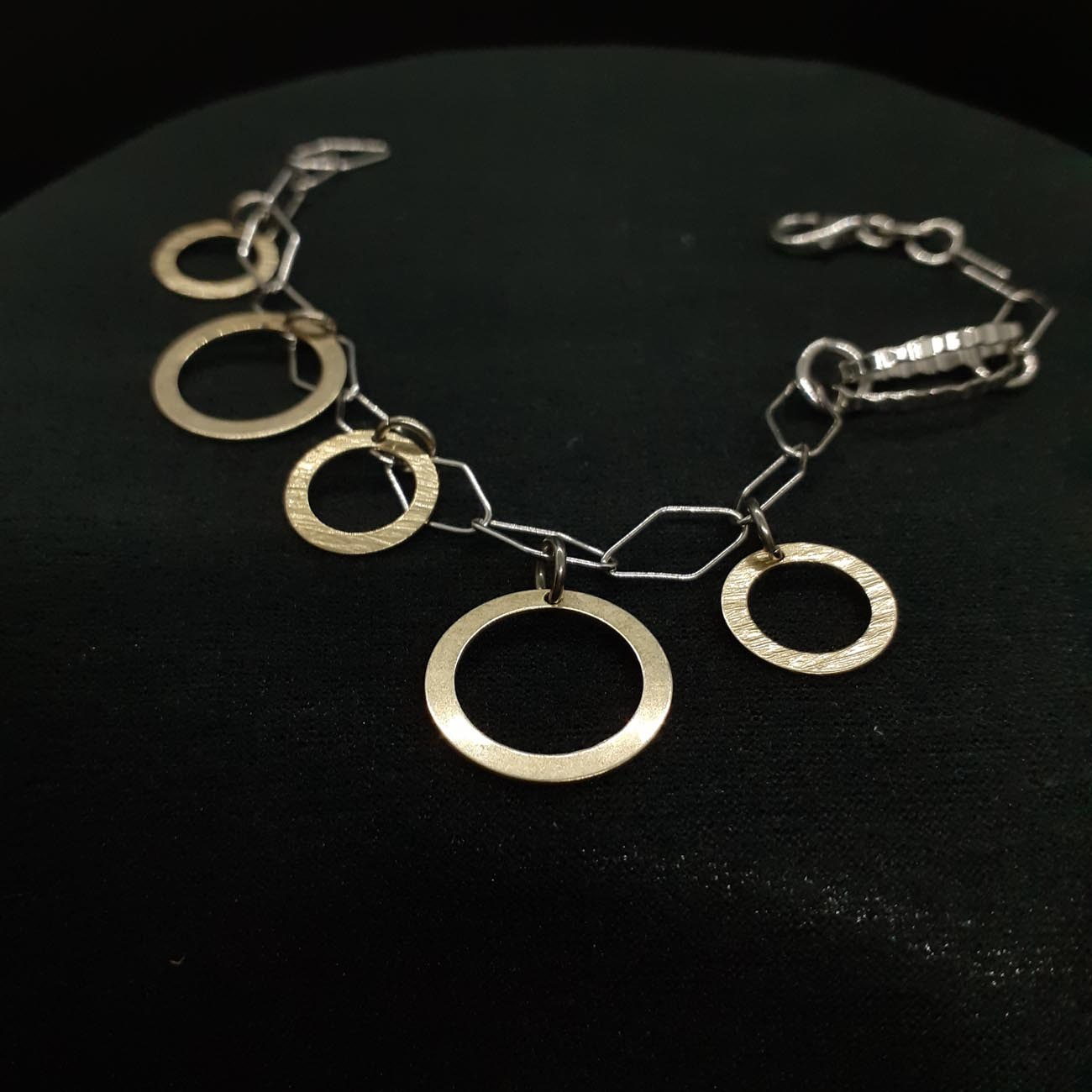 Ασημένιο βραχιόλι επίχρυσοι κύκλοι