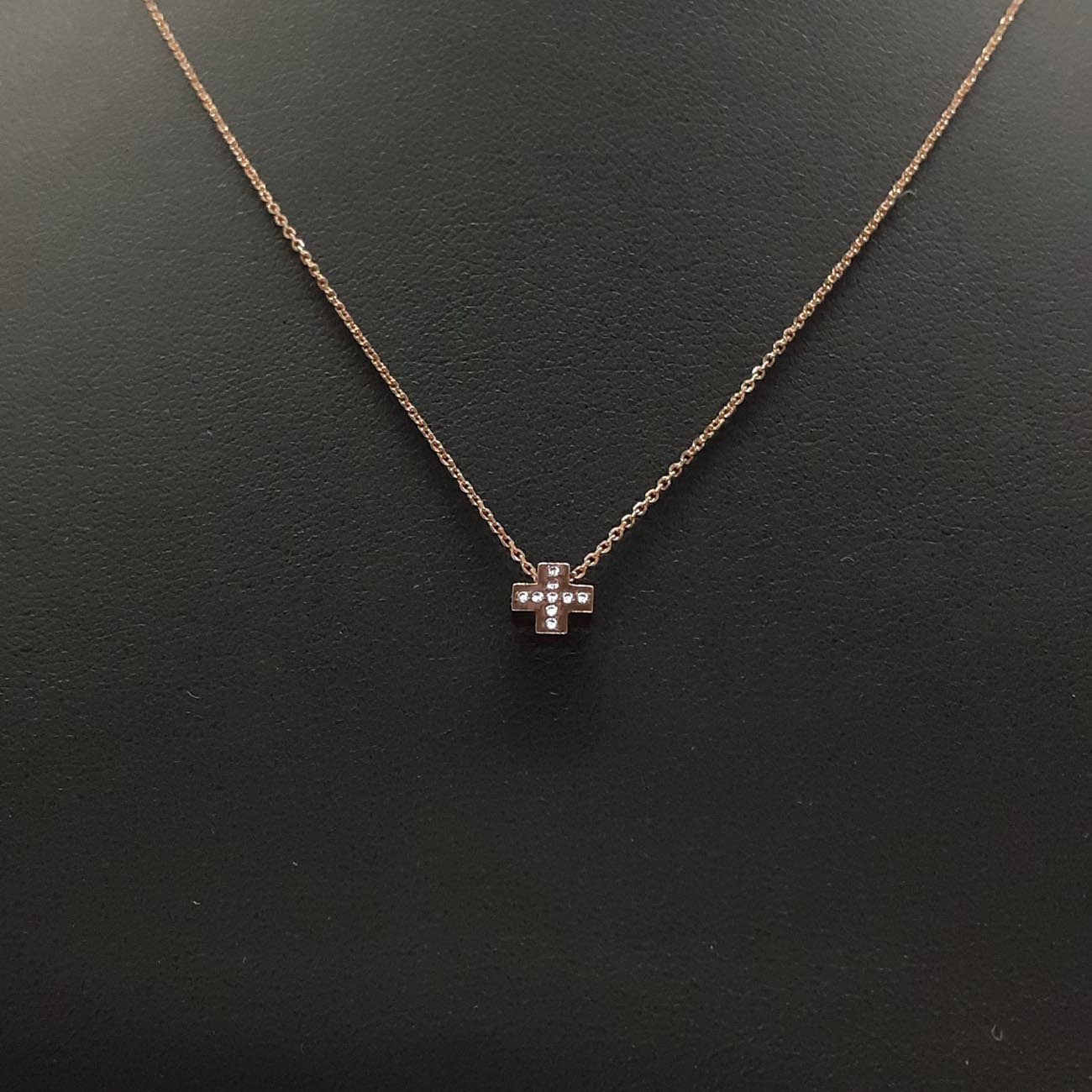 Σταυρός Κ9 ροζ χρυσός ζιργκόν