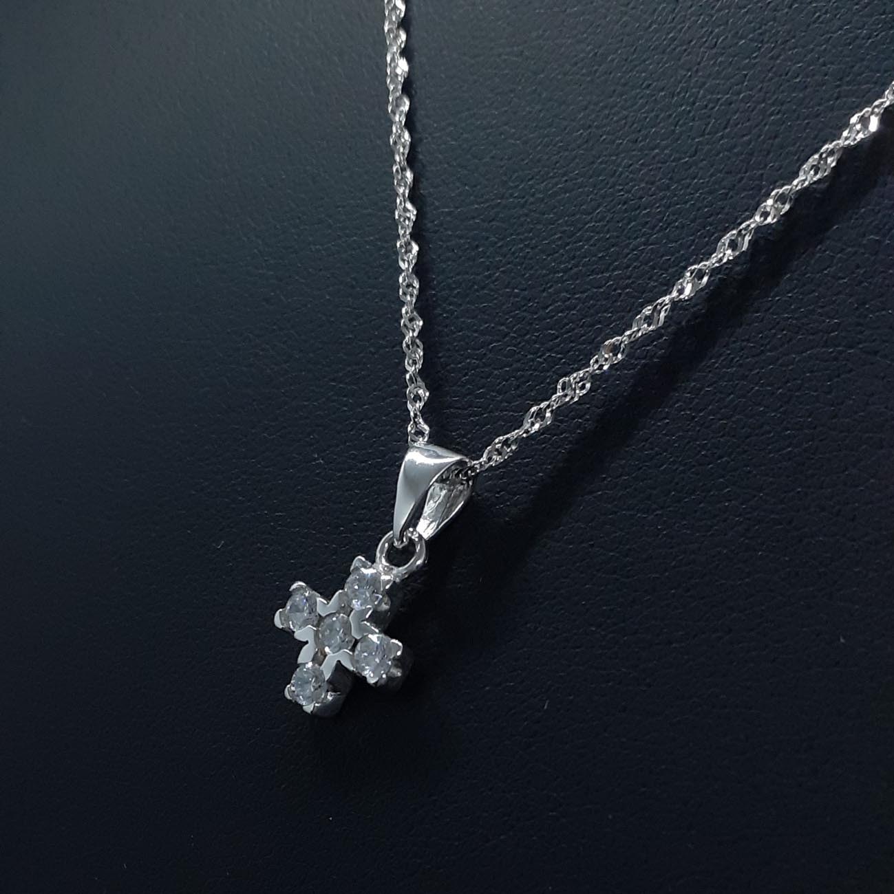 Σταυρός λευκόχρυσος Κ14 ζιργκόν