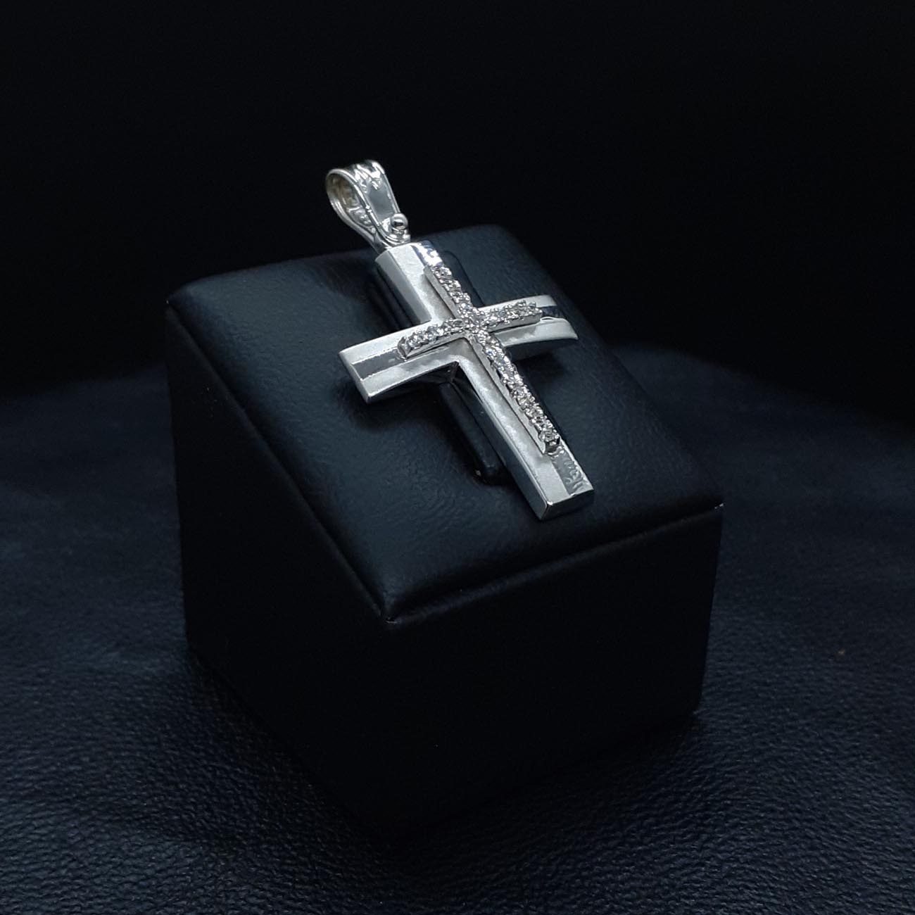 Σταυρός λευκόχρυσος  Κ9 ζιργκόν