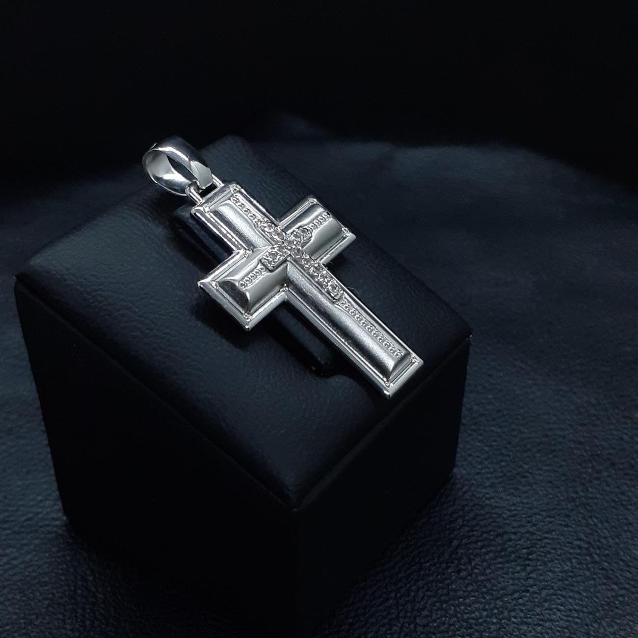 Σταυρός λευκόχρυσος Κ14 ζιργκόν