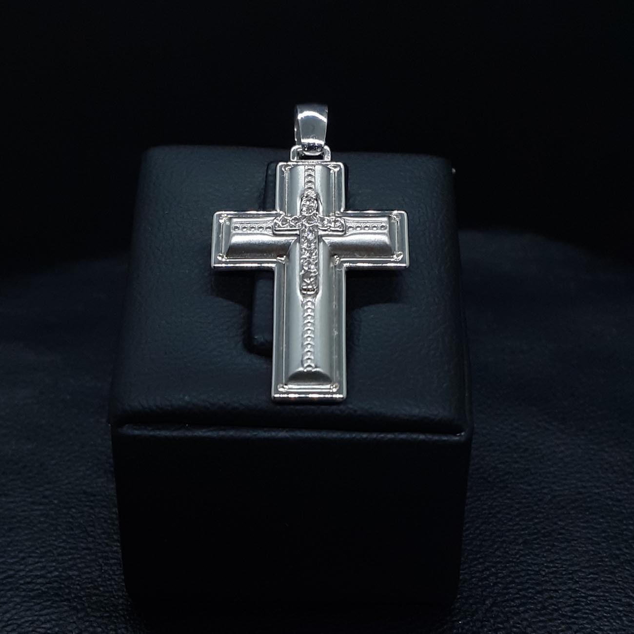 Σταυρός λευκόχρυσος Κ14 ζιργκόν