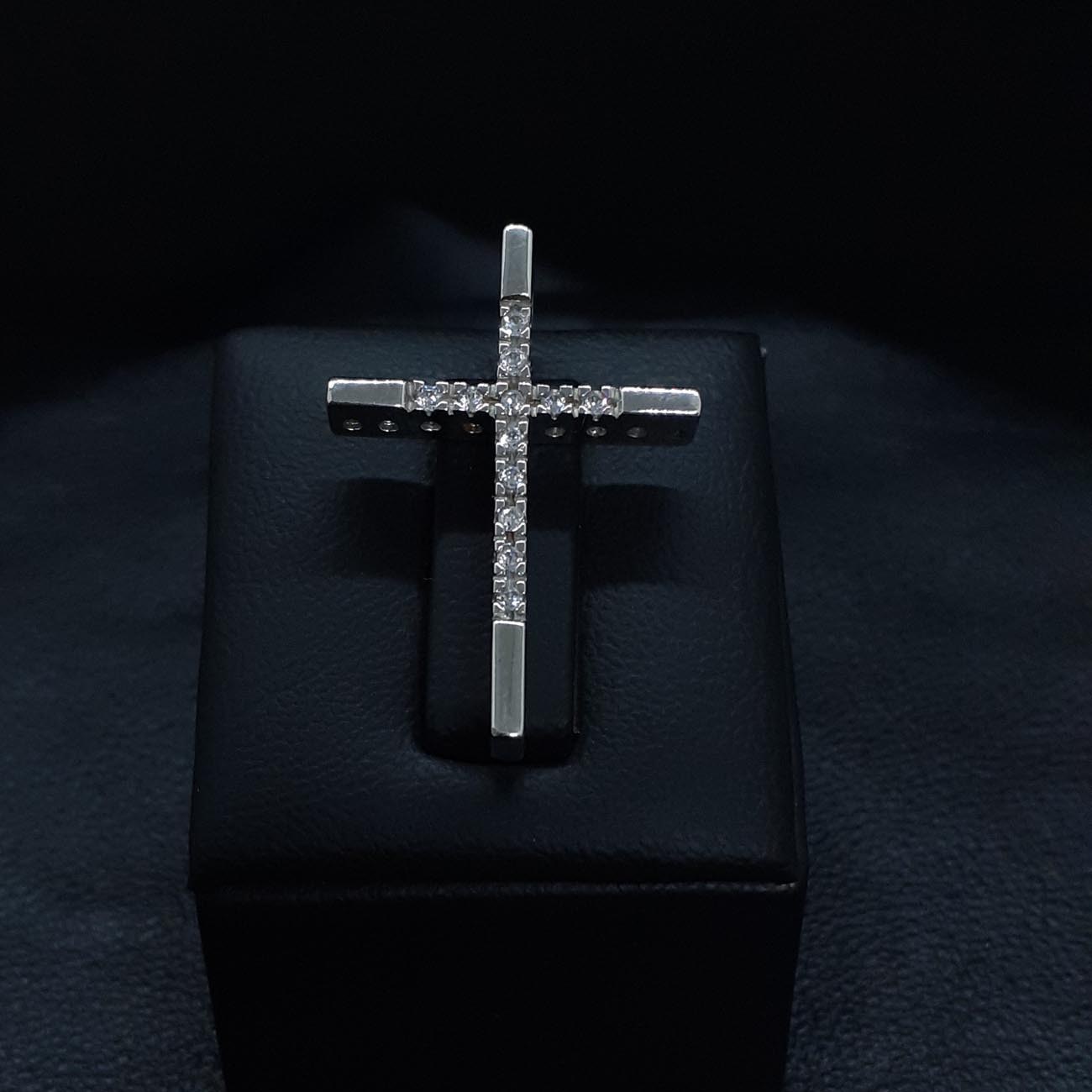 Σταυρός λευκόχρυσος Κ14 ζιργκόν