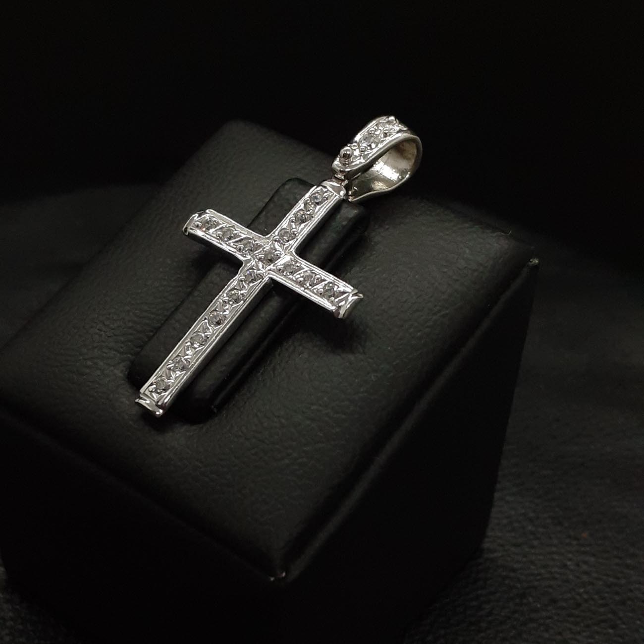 Σταυρός λευκόχρυσος Κ14 ζιργκόν