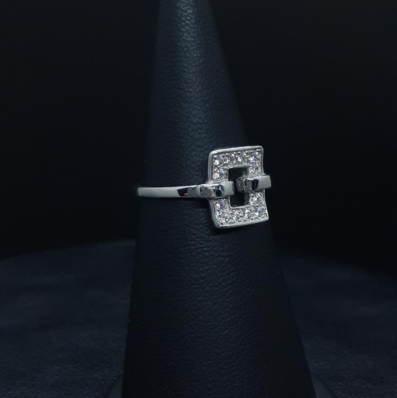 Λευκόχρυσο Κ14 δαχτυλίδι με λευκά ζιργκόν