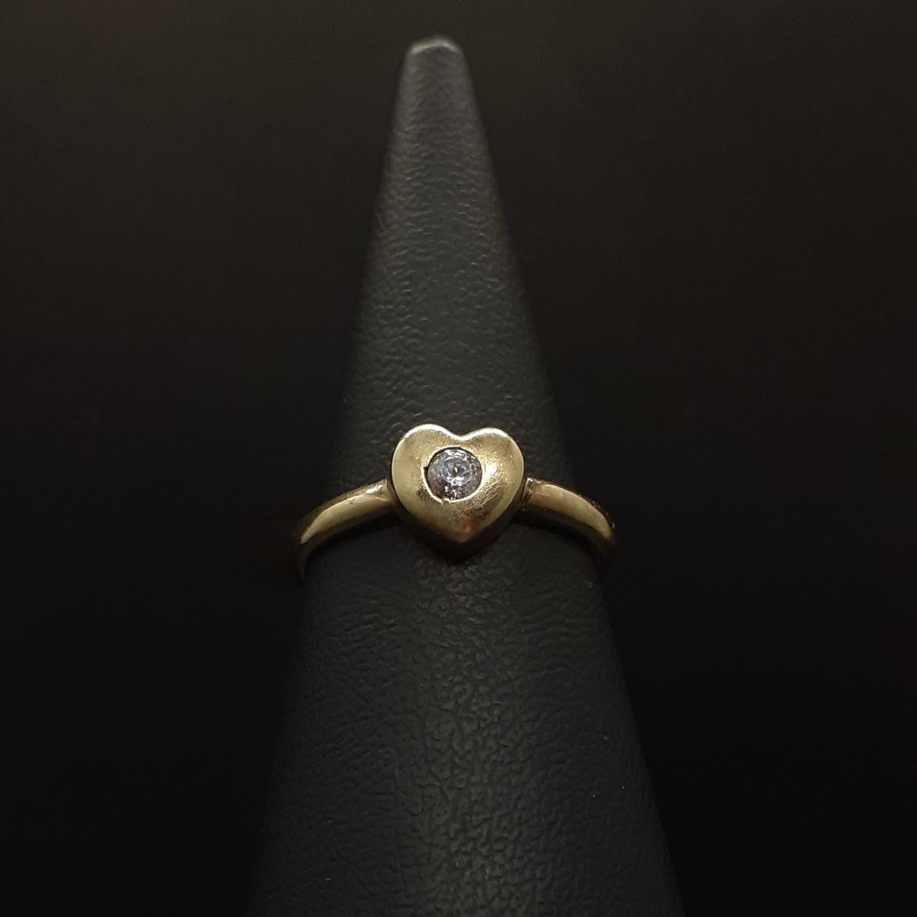 Χρυσό μονόπετρο Κ14 καρδιά ζιργκόν