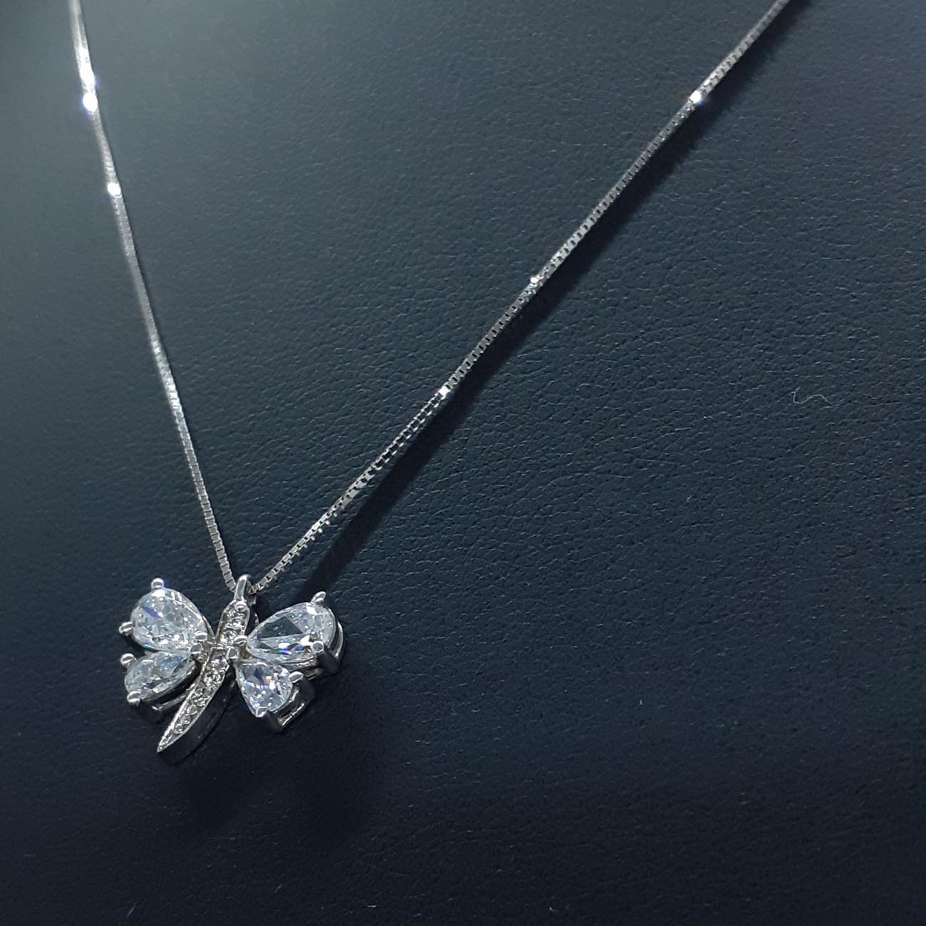 Κολιέ λευκόχρυσο Κ14 ζιργκόν