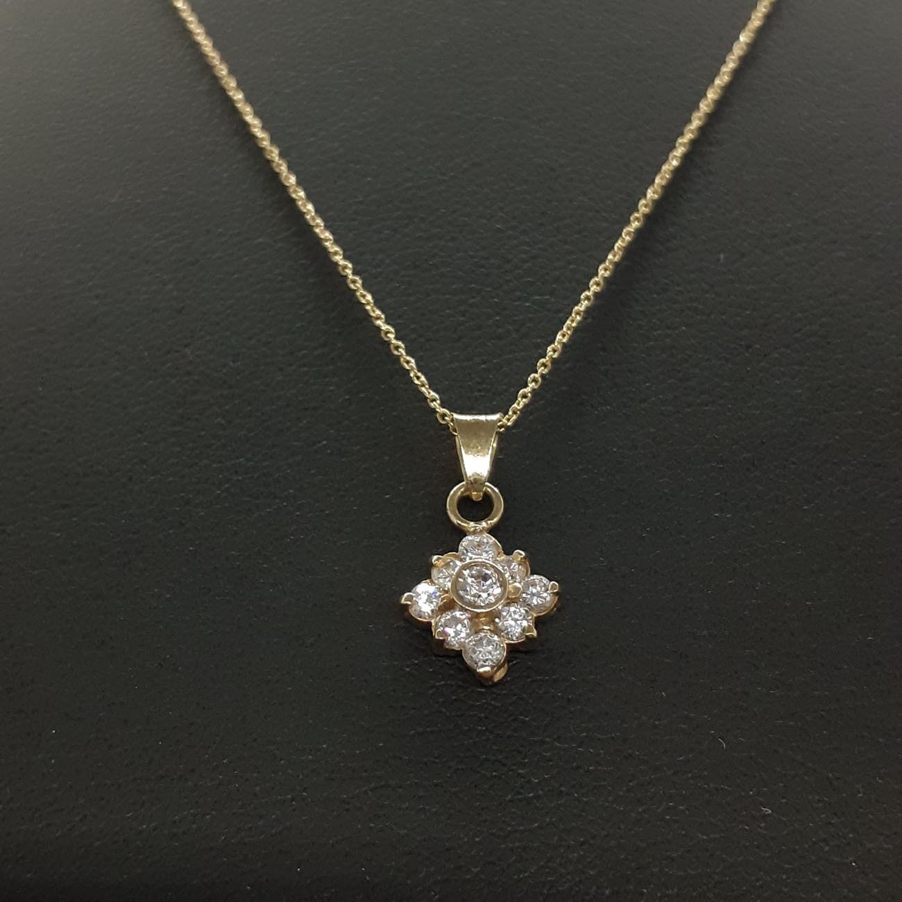 Χρυσό κολιέ ρόμβος ζιργκόν Κ14