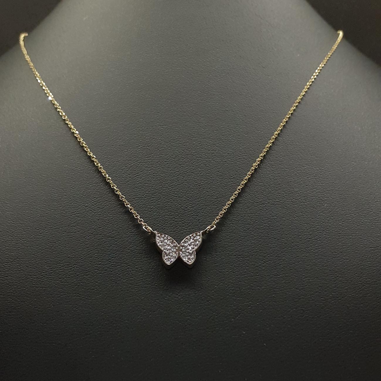 Χρυσό κολιέ Κ14 πεταλούδα ζιργκόν