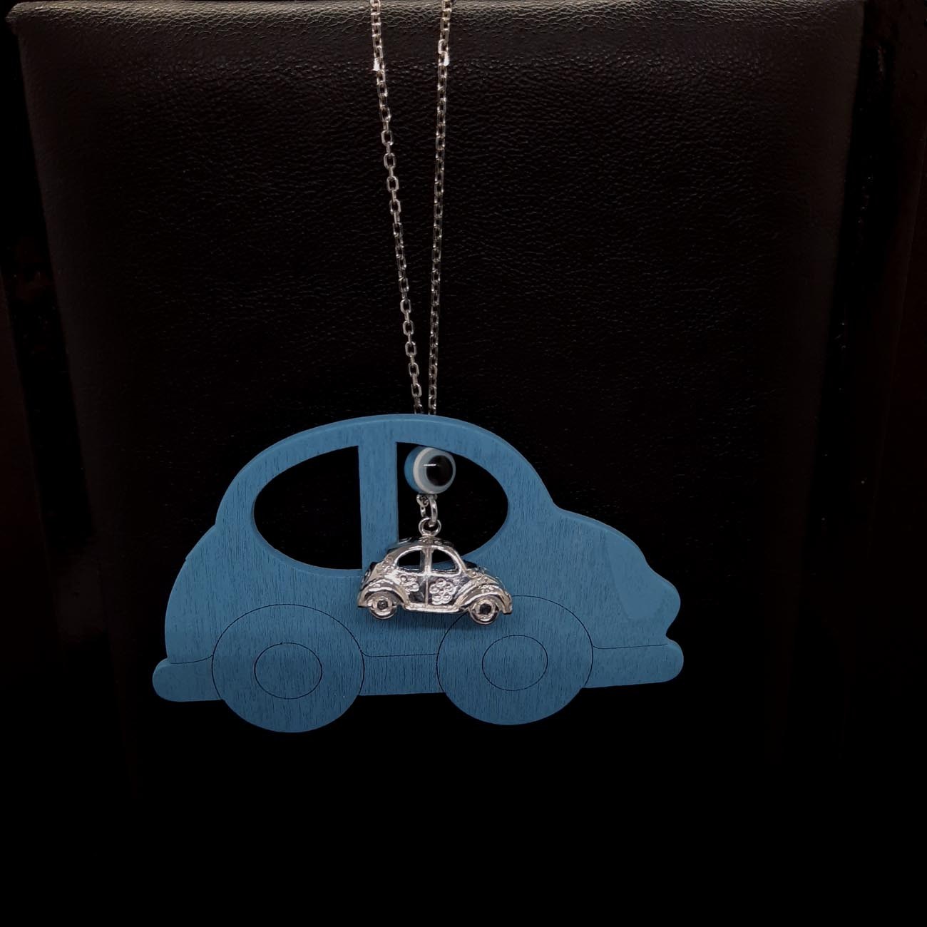 Ασημένιο γούρι αυτοκινήτου με ματόχαντρο