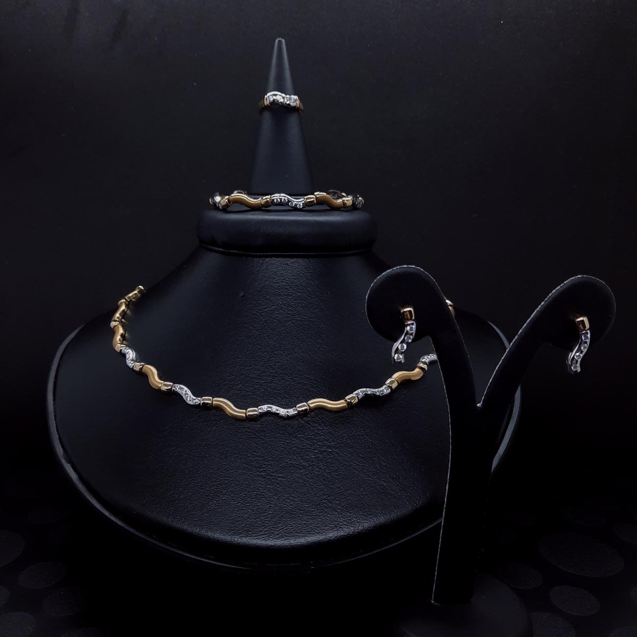 Σετ νύφης λευκόχρυσο-χρυσό ματ,ζιργκόν