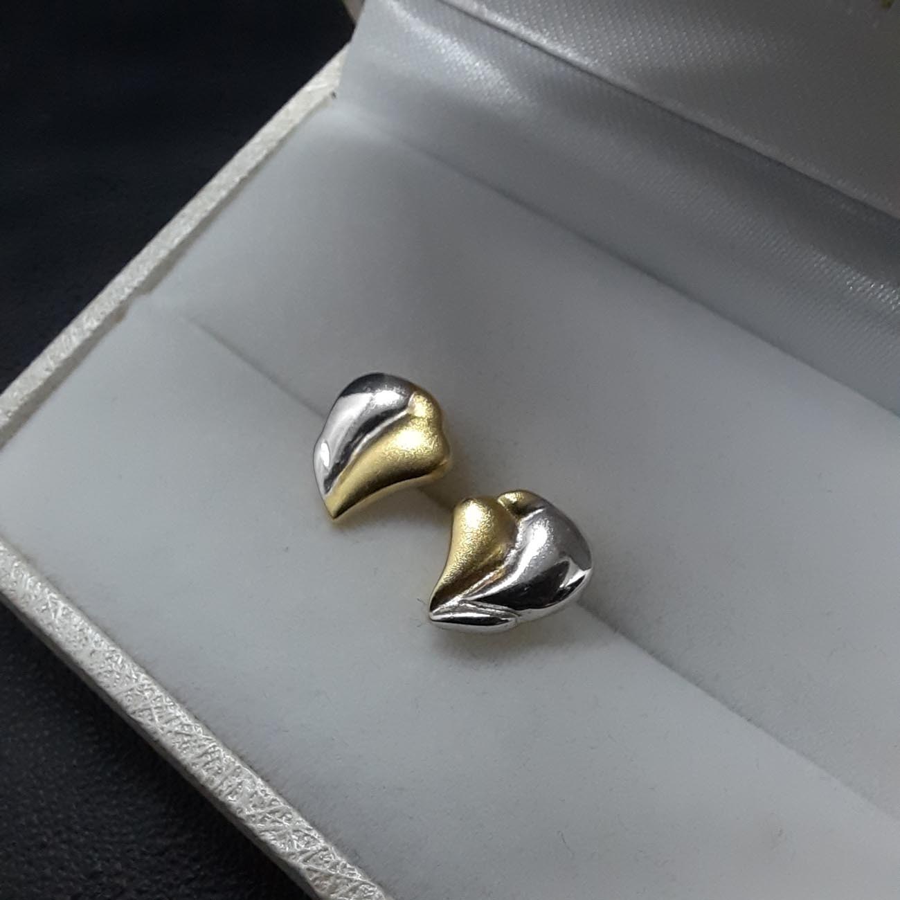 Σκουλαρίκια χρυσά-λευκόχρυσα Κ14