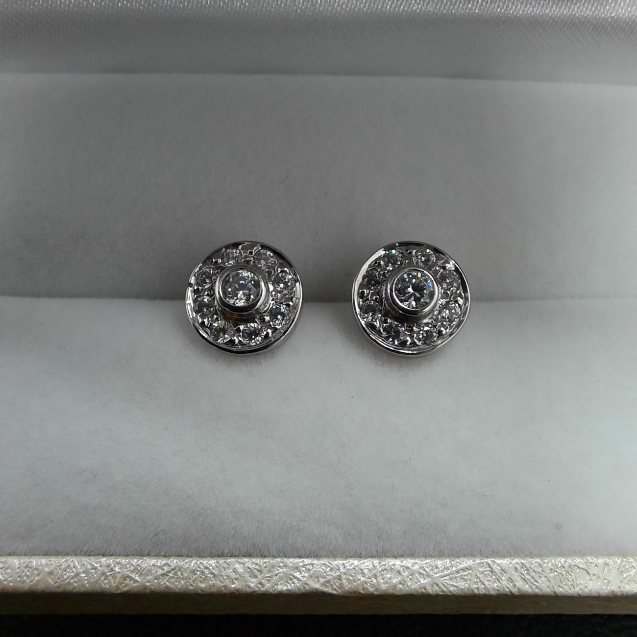 Σκουλαρίκια λευκόχρυσα Κ14