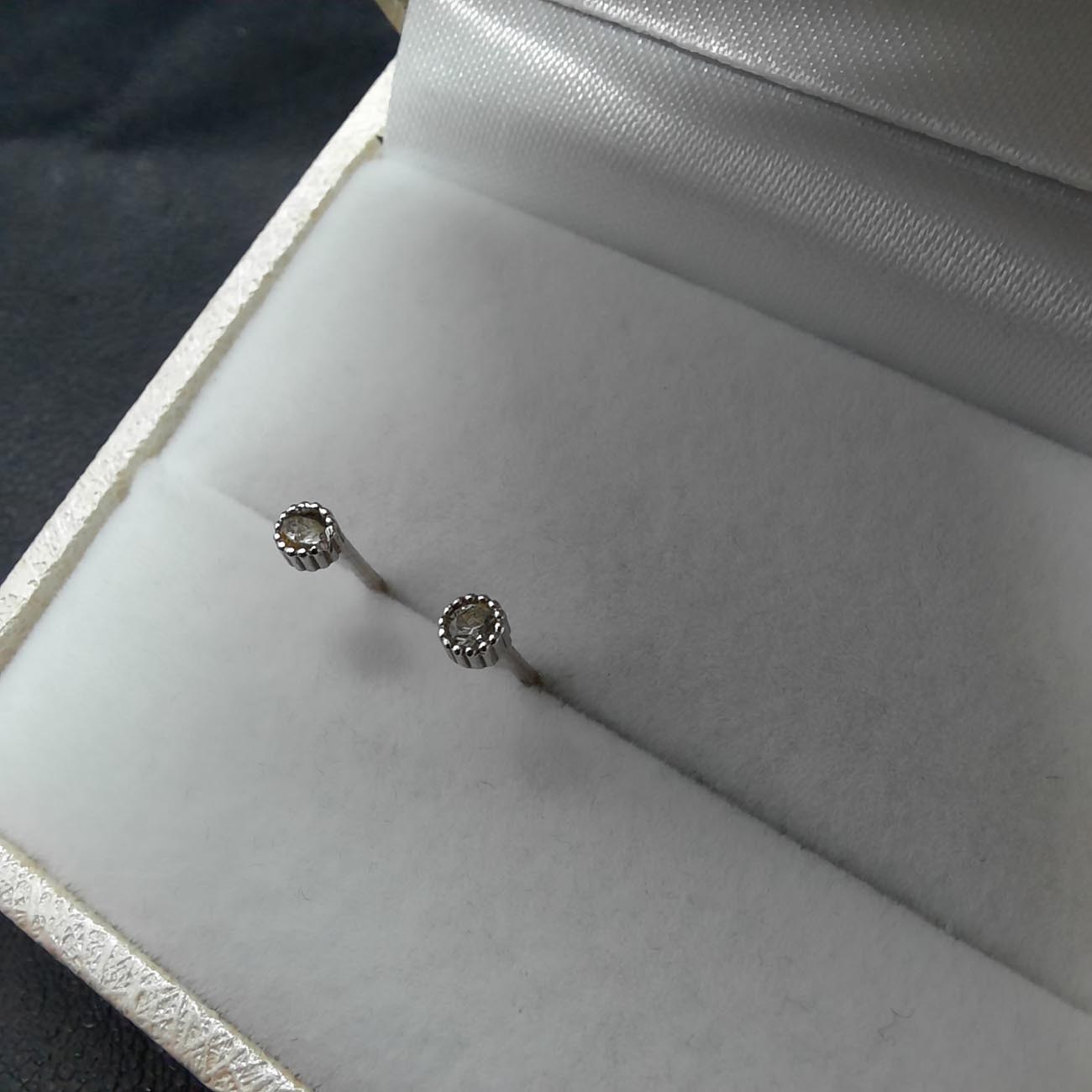 Σκουλαρίκια λευκόχρυσα Κ14 ζιργκόν