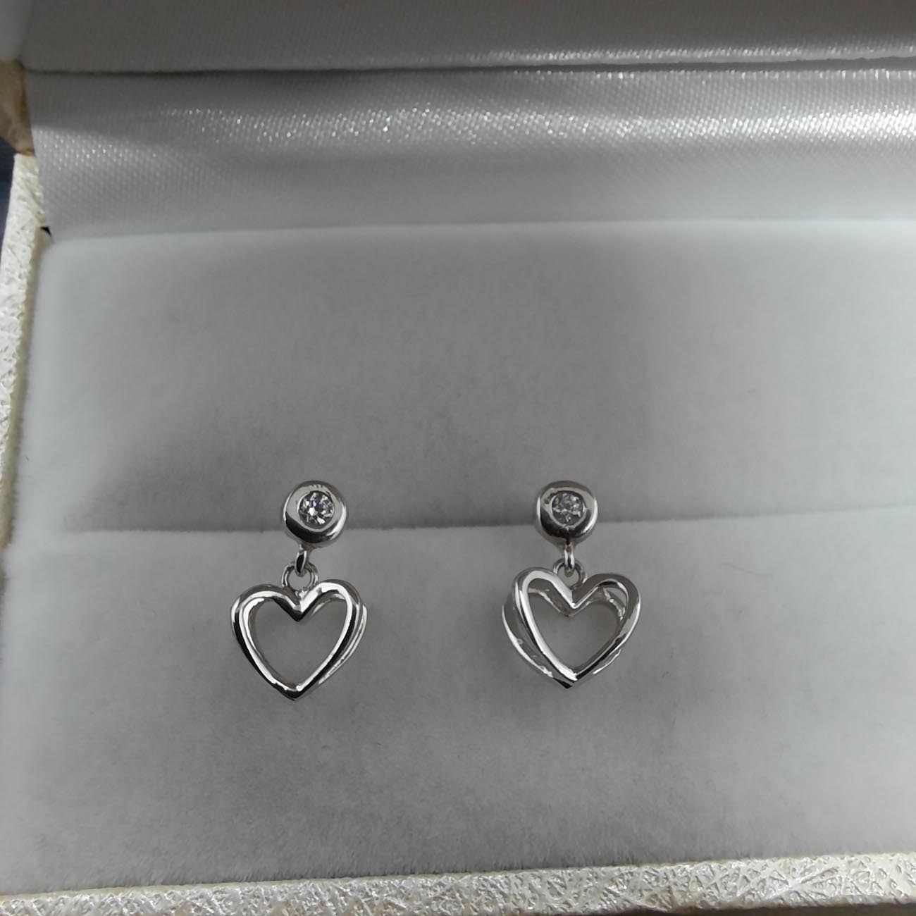 Σκουλαρίκια λευκόχρυσα Κ14 ζιργκόν