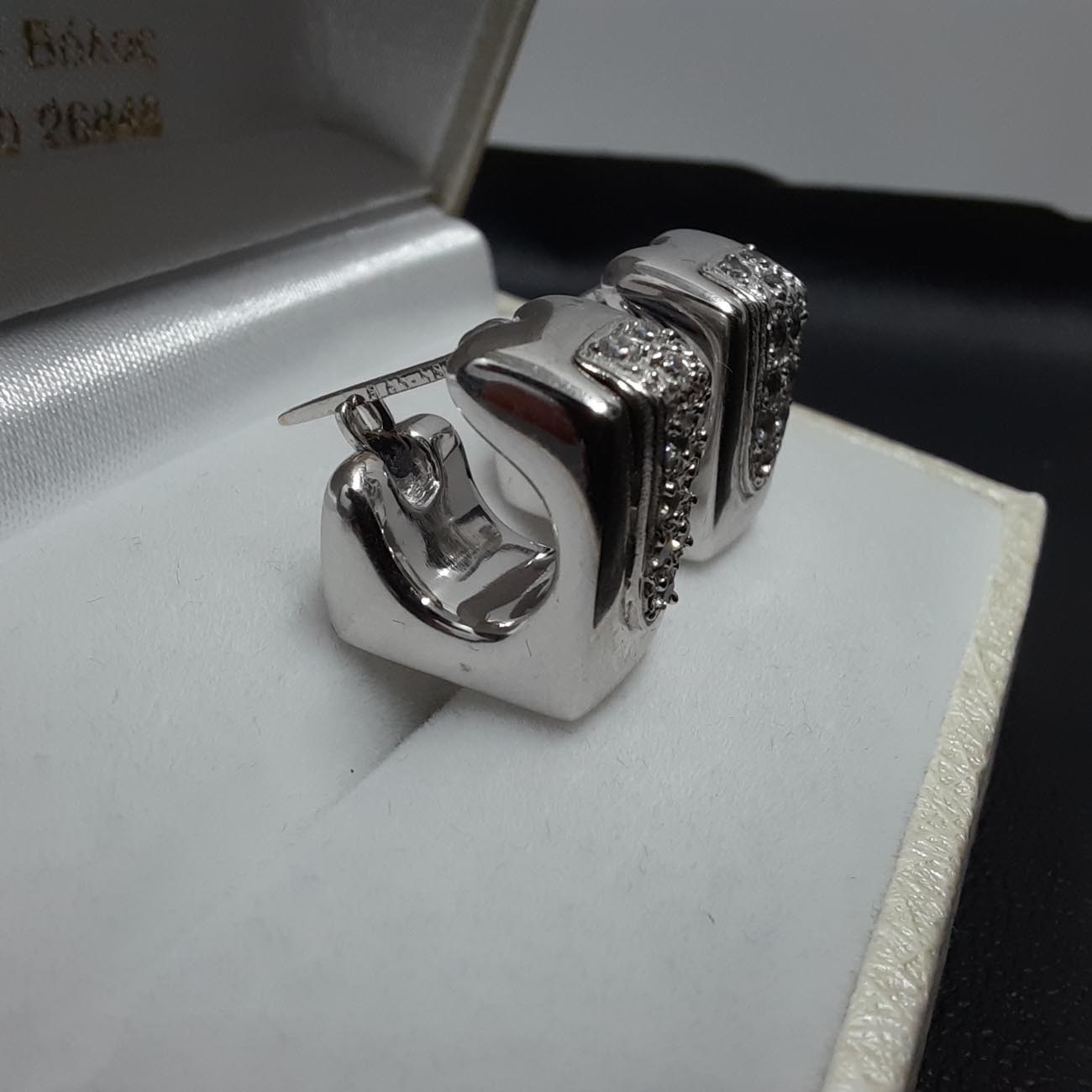 Σκουλαρίκια λευκόχρυσα Κ14 ζιργκόν