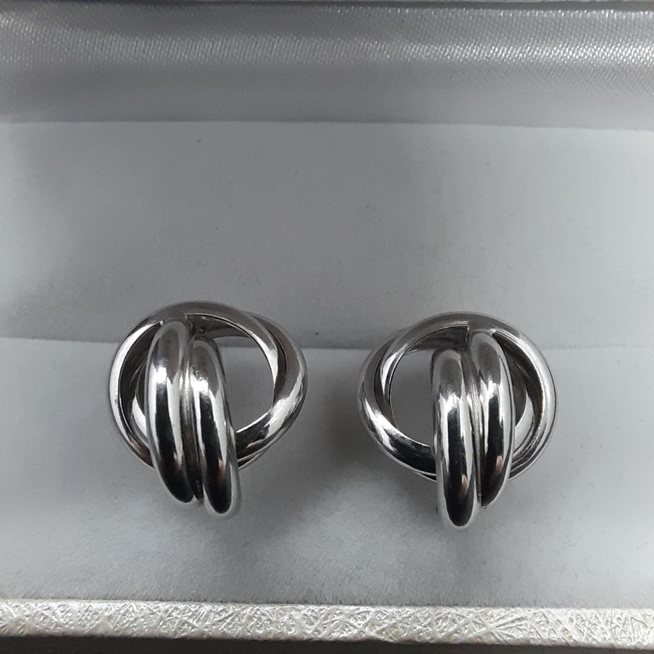 Σκουλαρίκια λευκόχρυσα Κ14