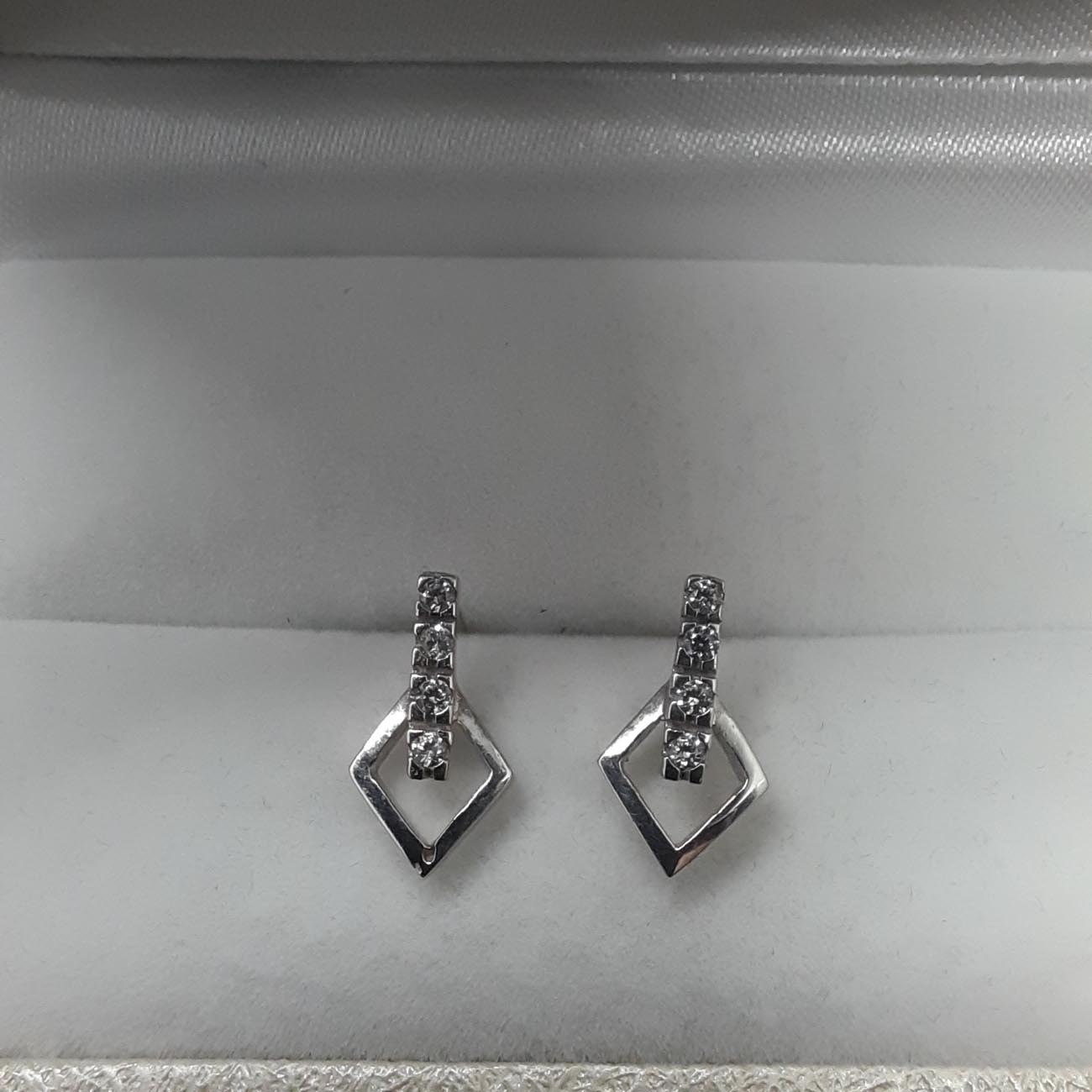 Σκουλαρίκια λευκόχρυσα Κ14