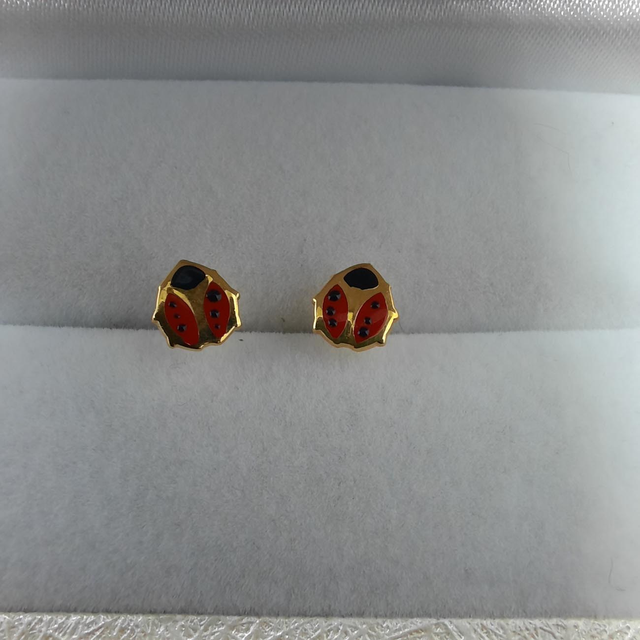 Χρυσά καρφωτά παιδικά σκουλαρίκια Κ9 πασχαλίτσα