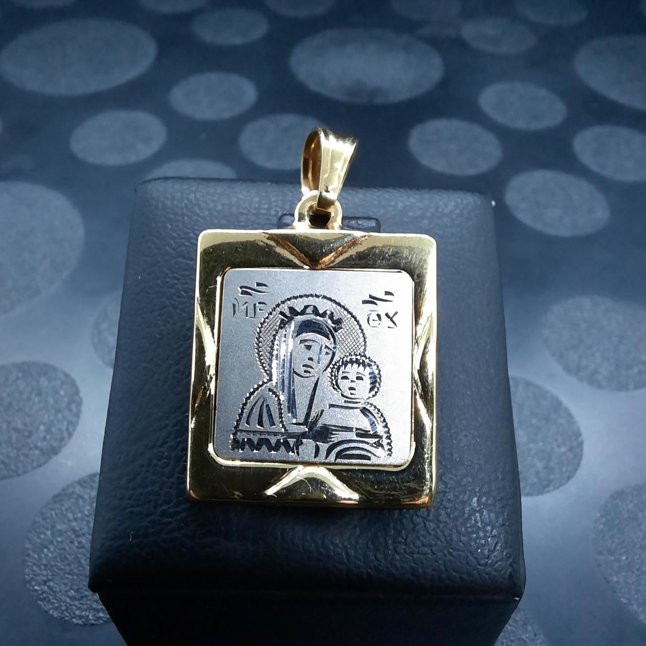 Μενταγιόν Κ14 χρυσό-λευκόχρυσο Παναγία