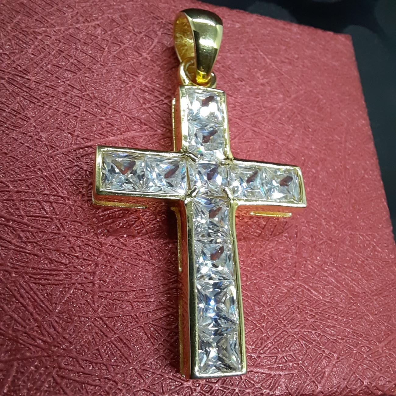 Ασημένιος επιχρυσωμένος σταυρός με ζιργκόν 