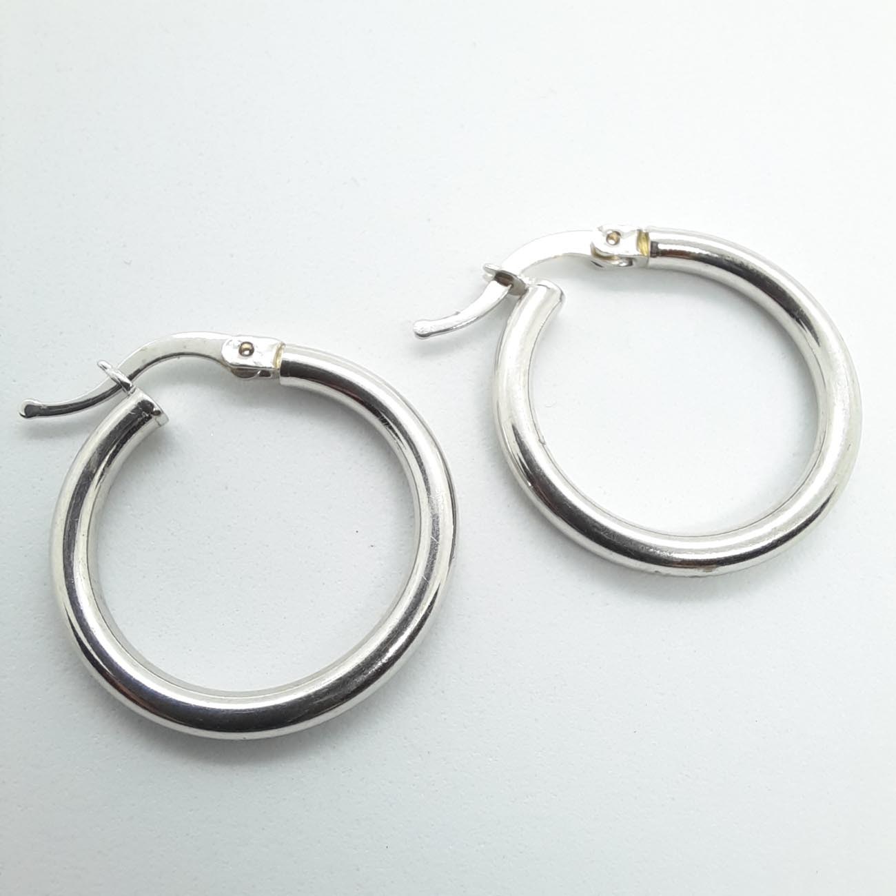 Λευκόχρυσα σκουλαρίκια κρίκοι Κ14 