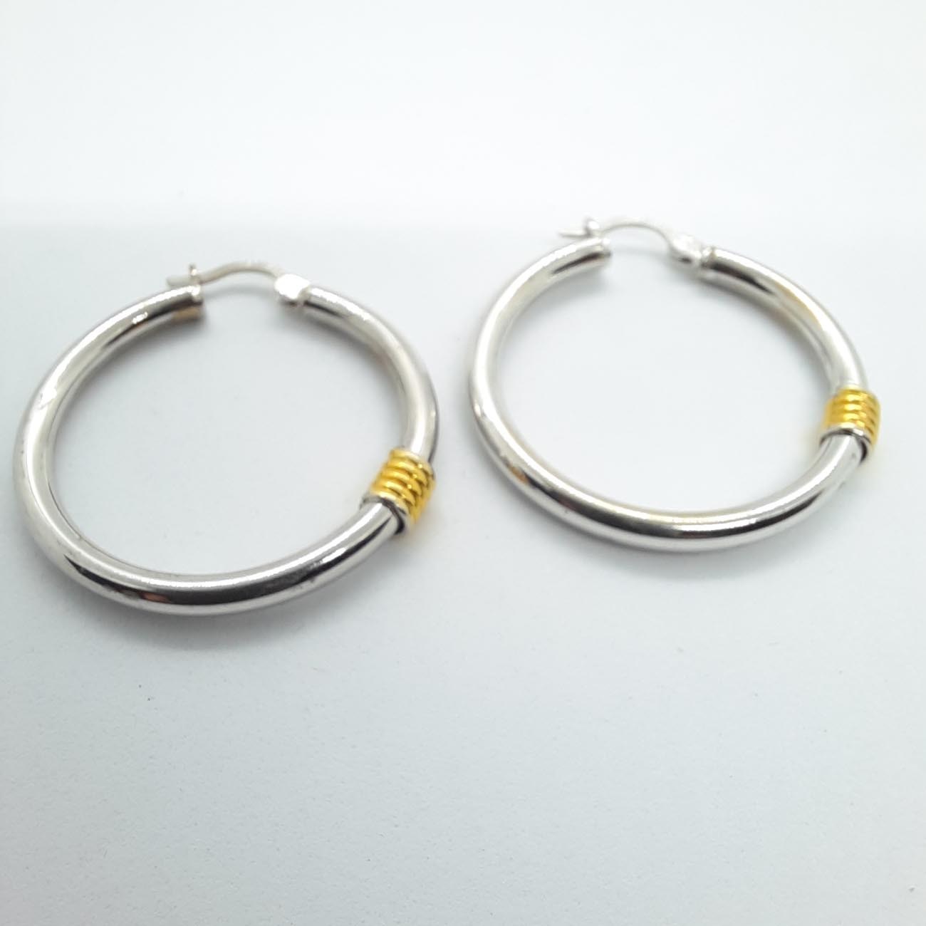 Λευκόχρυσα σκουλαρίκια κρίκοι Κ14