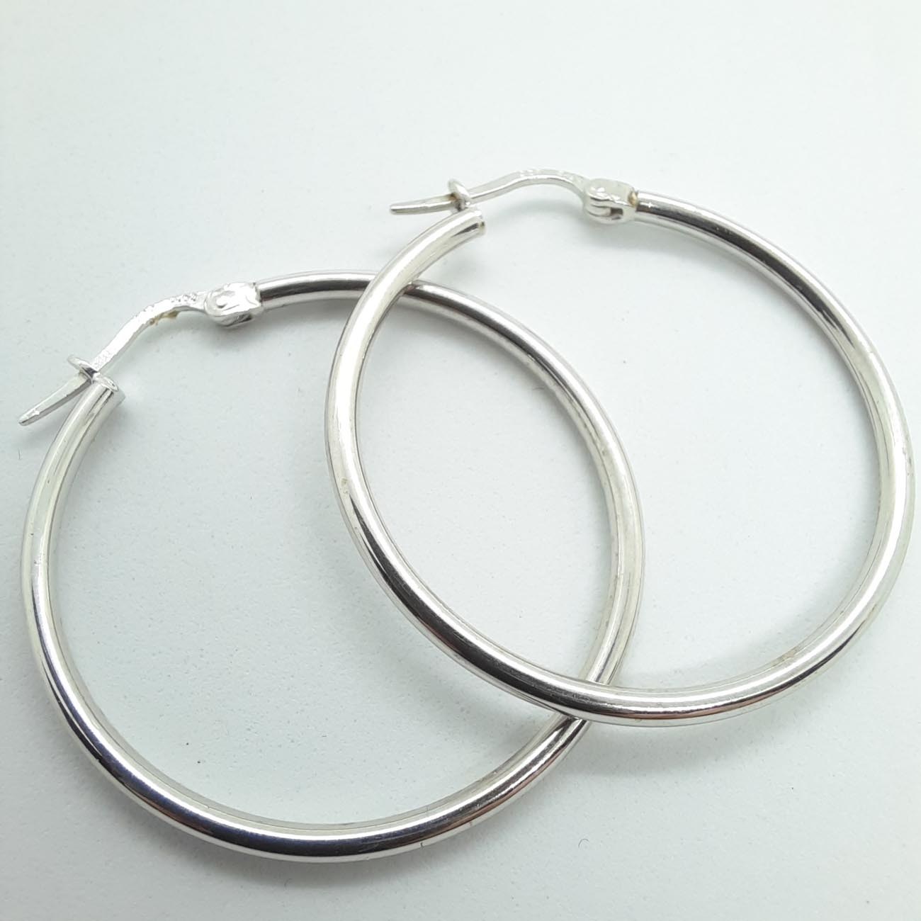 Λευκόχρυσα σκουλαρίκια κρίκοι Κ14 