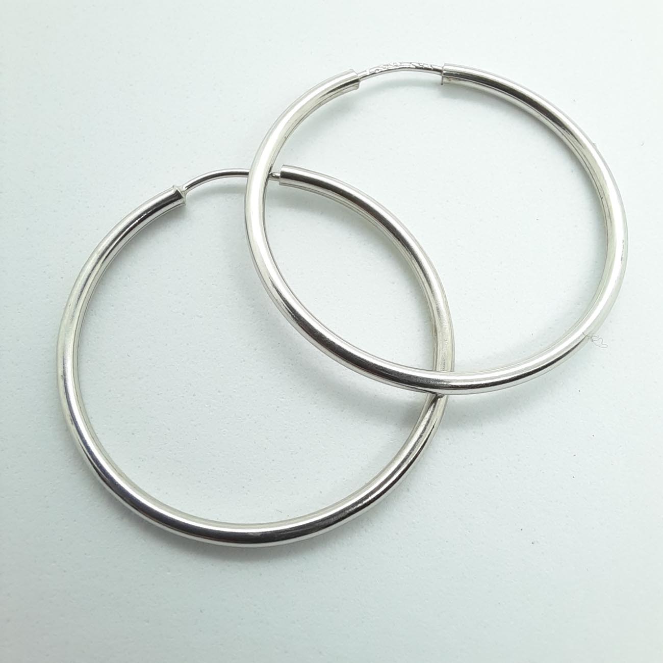 Λευκόχρυσα σκουλαρίκια κρίκοι Κ14 