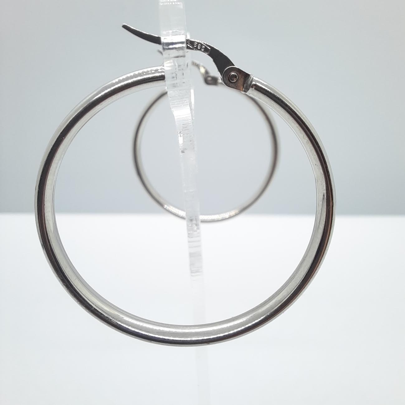 Λευκόχρυσα σκουλαρίκια κρίκοι Κ14 