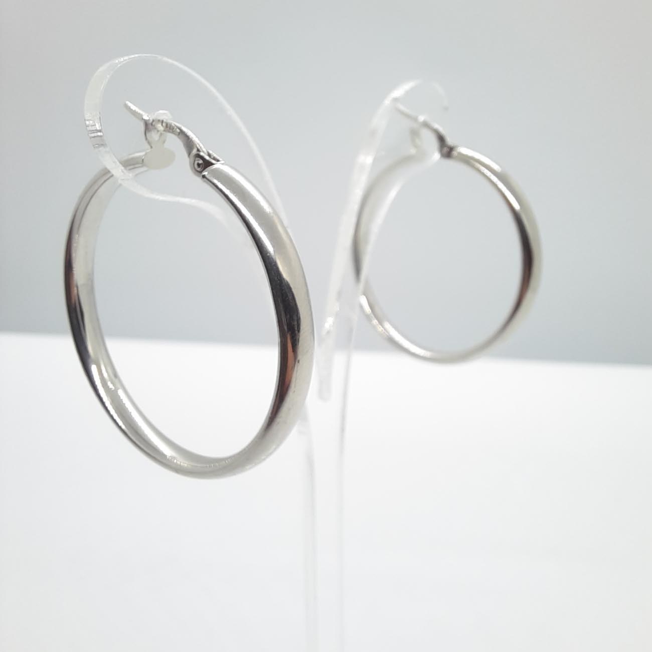 Λευκόχρυσα σκουλαρίκια κρίκοι Κ14 