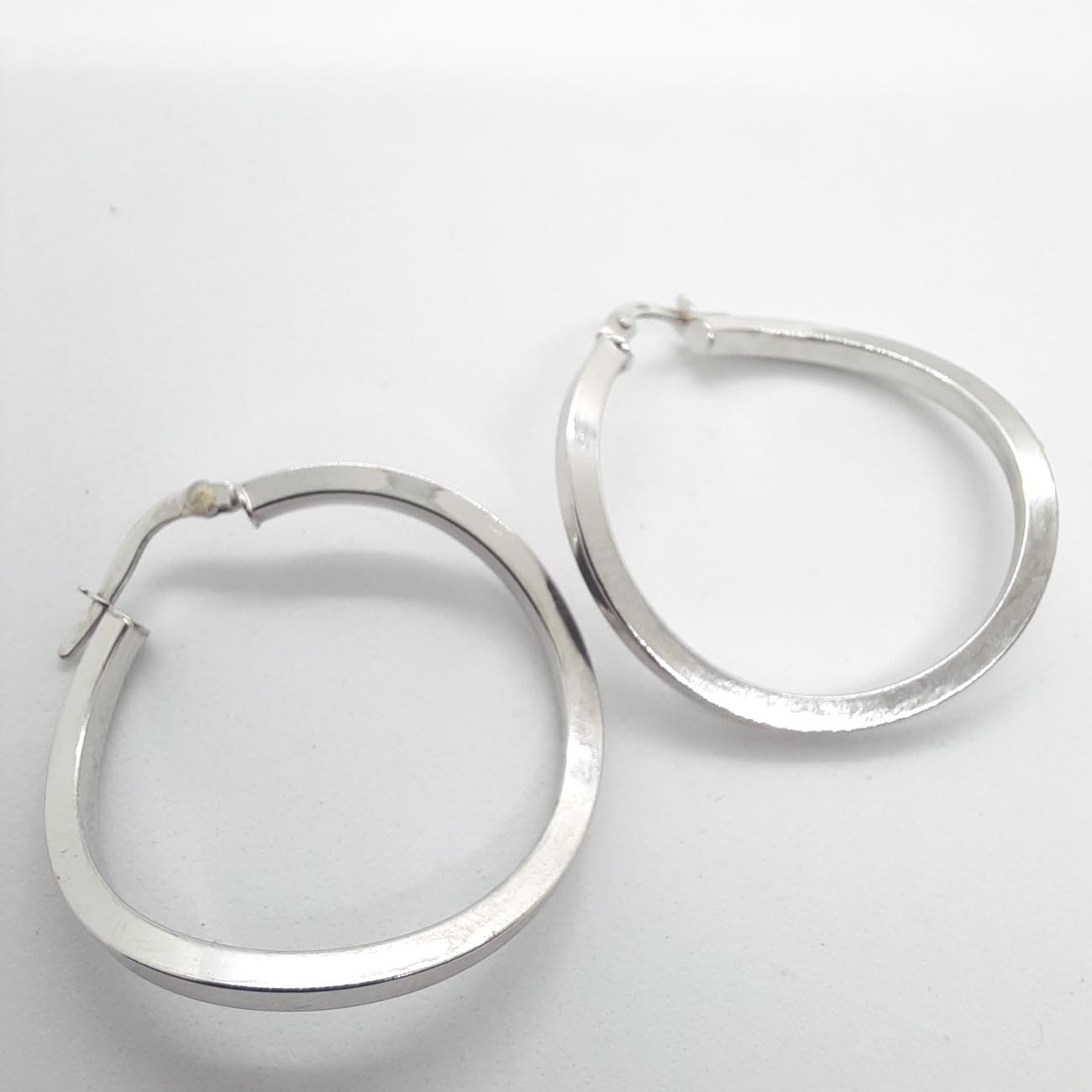 Λευκόχρυσα σκουλαρίκια κρίκοι Κ14 