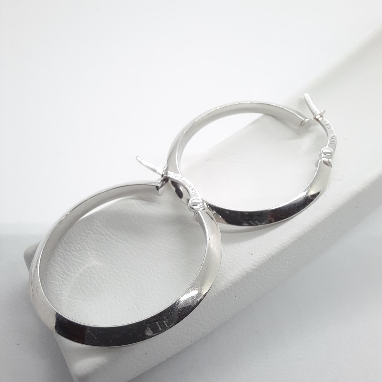 Λευκόχρυσα σκουλαρίκια κρίκοι Κ14 