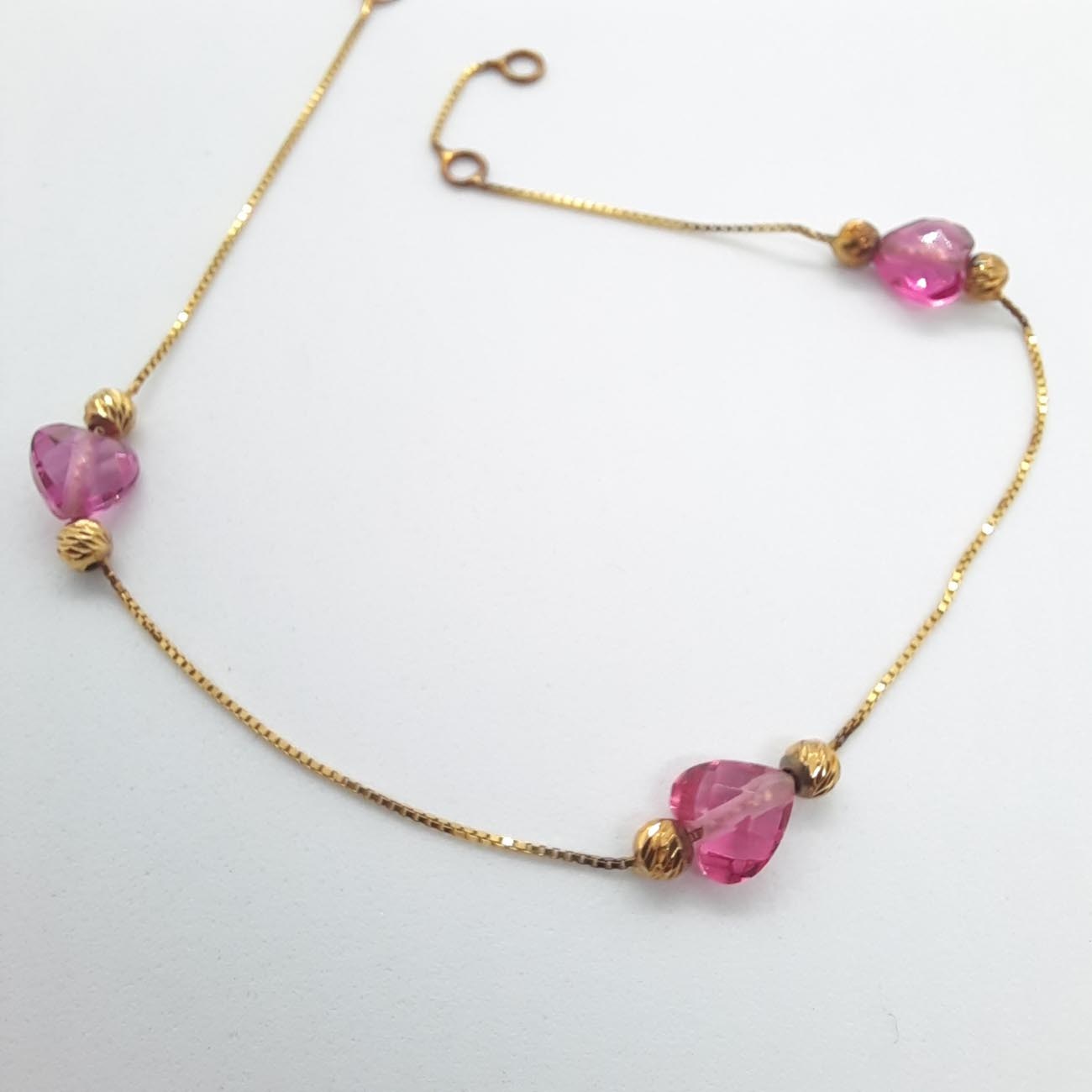 Χρυσό βραχιόλι Κ14 καρδιές