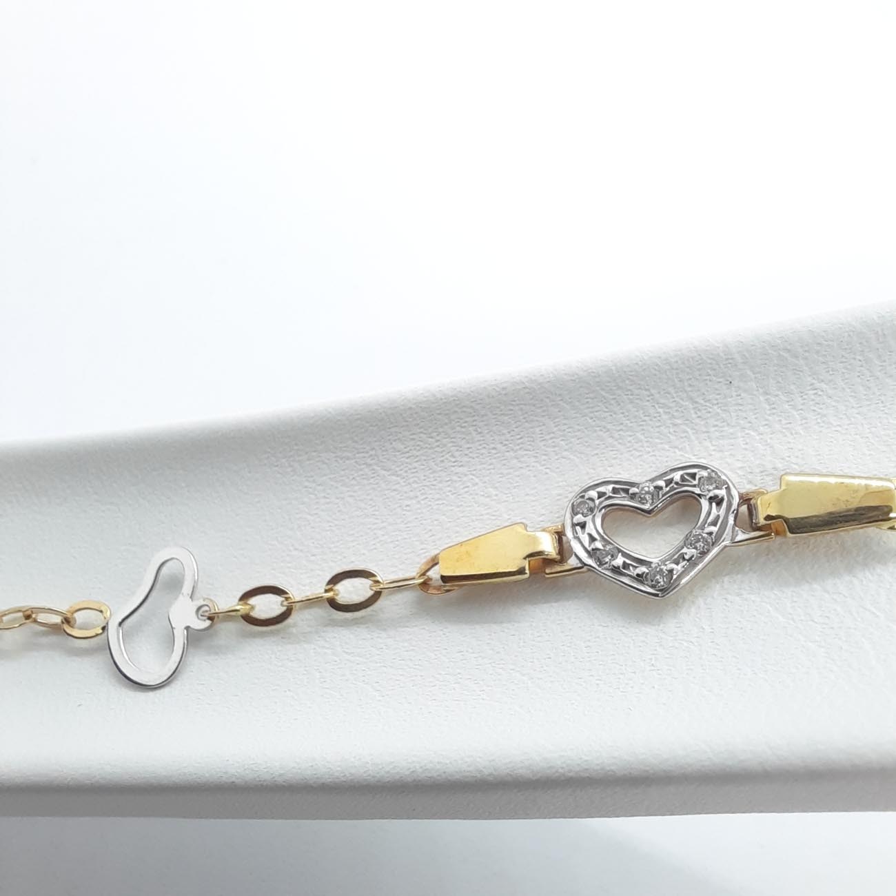 Χρυσό βραχιόλι Κ14 καρδιές