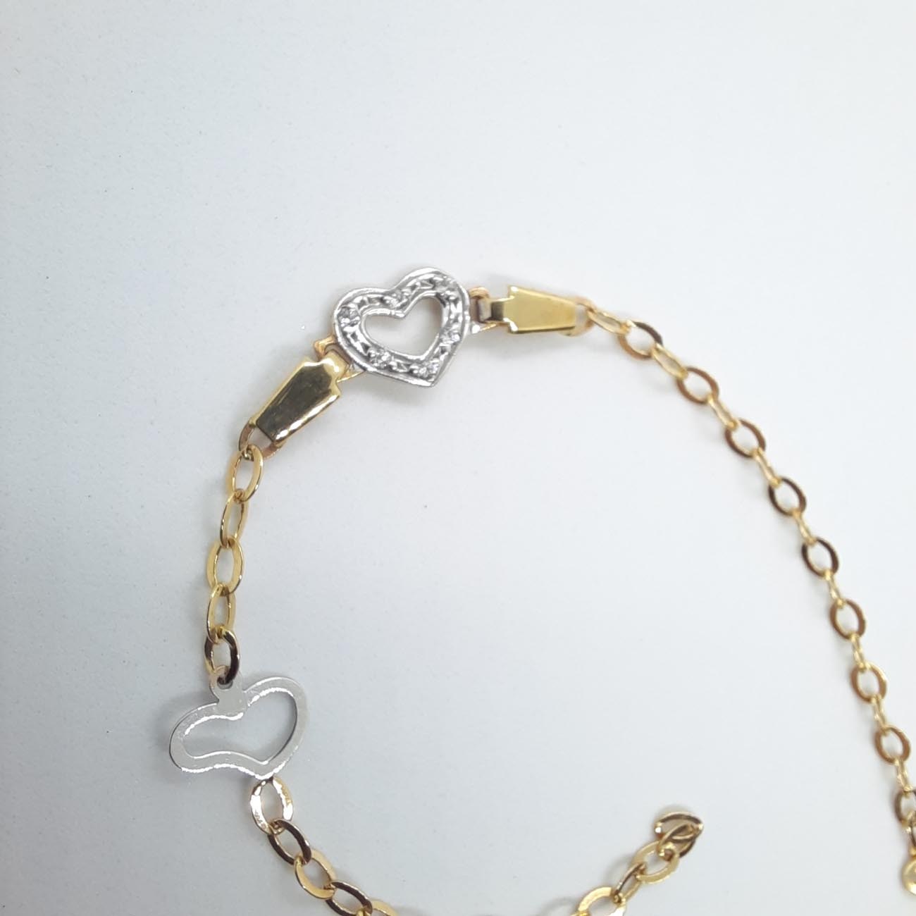 Χρυσό βραχιόλι Κ14 καρδιές