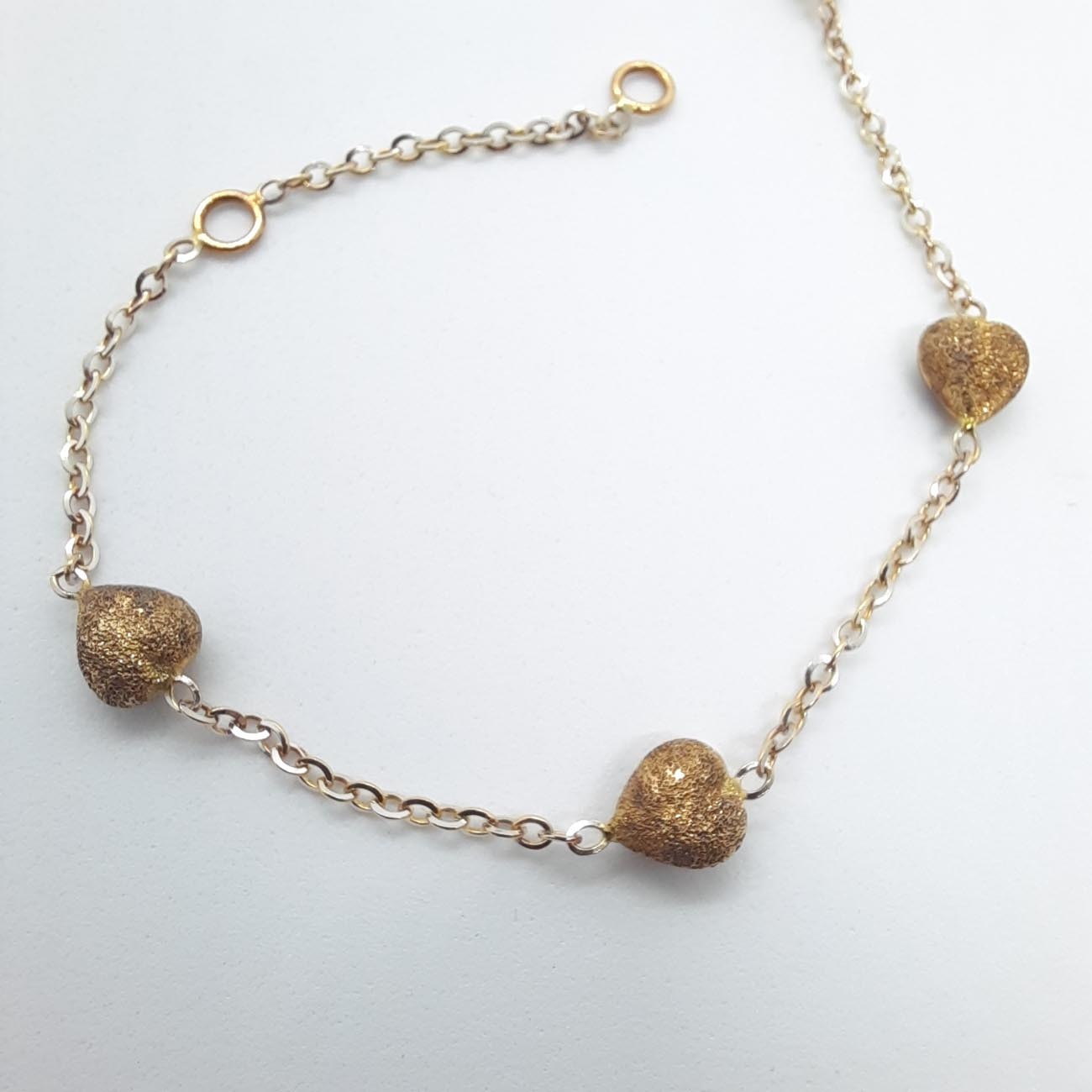 Χρυσό βραχιόλι Κ14 καρδιές